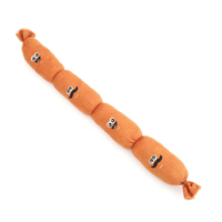 Jouet en peluche amusant pour chien, en forme de saucisse à 4 nœuds, avec couineur, rembourré en coton doux, jouet à mâcher pour animaux, jouet interactif pour chiens et chats