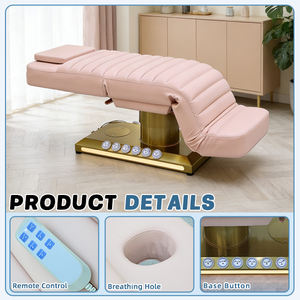 Salón de belleza de lujo 3 motores Rosa esteticista cama altura ajustable Spa eléctrico belleza masaje Facial cama moderna con luz LED - Product Image 5