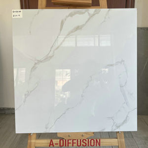 Piastrelle in Porcellana Bianca Effetto Marmo 600x600mm 24x24, Finitura Lucida con <span class=keywords><strong>Texture</strong></span> <span class=keywords><strong>Grigia</strong></span> per Camere d'Albergo, Appartamenti, Piastrelle Rustiche - Product Image 3
