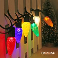 110v 0.8w Dimmable Blanc Chaud Facettes Fraise C9 E17 Base Remplacement Ampoules De Noël C9 Remplacement LED Ampoules À Facettes
