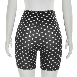 Viviblook J26PT115 Pantalones cortos de verano para mujer, nuevos pantalones cortos ajustados con estampado de lunares y encaje, pantalones cortos deportivos informales para yoga para mujer - Product Image 5