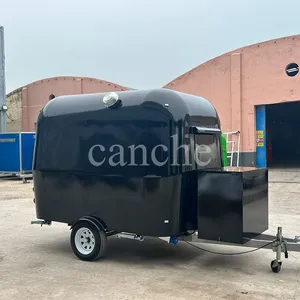 ราคาโรงงาน รถพ่วงขายอาหารเคลื่อนที่กลางแจ้งสีดำ 3 เมตร สำหรับขายขนมและอาหารจานด่วน - Product Image 4