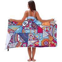 Serviette de bain turque en microfibre à motif floral, séchage rapide, imprimée numériquement, logo personnalisé, pour la plage et la piscine