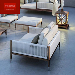 Muebles de Jardín Modernos de Madera, Nuevo Diseño, Sofá de Teca con Cuerdas para Patio, Sala de Estar u Hotel - Product Image 3