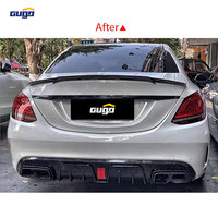 Diffuseur arrière style GUGO W205 avec feux de freinage LED et embouts d'échappement quadruples pour Mercedes-Benz Brabus Classe C W205 2015-2018