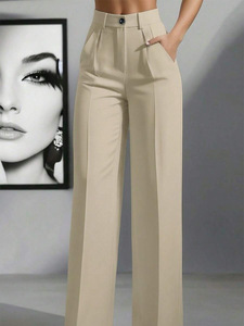 <span class=keywords><strong>Pantaloni</strong></span> da <span class=keywords><strong>Donna</strong></span> a Vita Alta e Gamba Dritta, Tessuto Morbido e Fluido, <span class=keywords><strong>Pantaloni</strong></span> Eleganti Minimalisti per l'Ufficio - Product Image 2