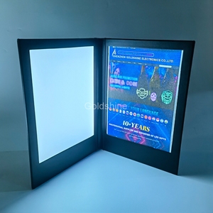 Biểu Tượng Tùy Chỉnh Hộp Đêm Ánh Sáng Up LED Da Bìa Menu LED Bar Uống Cuốn Sách Thực Đơn 2 Lần Xem Chiếu Sáng LED Nhà Hàng Backlit Menu - Product Image 2