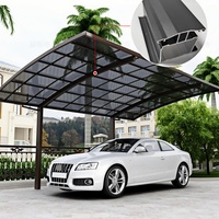 Venta Directa de Fábrica HONSUN, Carport de Aluminio Tipo M Impermeable de 5.5x6M, Toldo Exterior para 2 Autos, Pérgola de Aluminio Portátil DIY con PVDF
