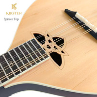 Mandoline KIRSTEN OEM personnalisée en gros, corps plein, table en épicéa mat, 28 pouces, style A, dos et éclisses en acajou massif, pour étudiant