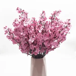 pflanzen dekoration künstliche vase Suppliers-Rosa Seide Gypsophila Künstliche Blumen Kleine Trauben 5 Gabeln 38CM Wohnzimmer Dekoration Pflanzen Vase für zu Hause Hochzeit