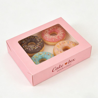 Boîte à donuts jetable de qualité alimentaire 2/4/6/8/12/16 emplacements avec fenêtre, impression personnalisée, boîte à biscuits pliable, boîte de boulangerie recyclable