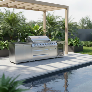 Parrilla de <span class=keywords><strong>Gas</strong></span> de Acero Inoxidable de 8 Quemadores, Premium, Lujosa, con Encendido Electrónico, Moderna, para <span class=keywords><strong>Cocina</strong></span> Familiar al Aire Libre - Product Image 6