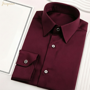 <span class=keywords><strong>Camicia</strong></span> da Uomo 100% Cotone Bordeaux, Vestibilità Slim, Rosso Vino, per Matrimoni, Sposi, Affari, Feste, Personalizzabile, Vendita all'Ingrosso OEM - Product Image 1
