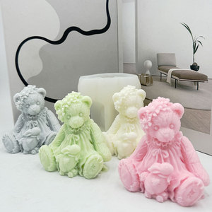 Teddy <b>Bear</b> Scented Candle Mold Diy Cake Decoration Plaster Mold Home Ornament Valentine'S Day Use - Product Image 4