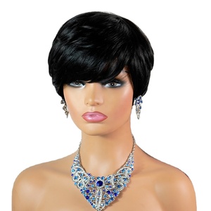 Eonian tóc phụ nữ của đối với <span class=keywords><strong>PIXIE</strong></span> cắt ngắn tóc giả với bangs <span class=keywords><strong>Side</strong></span> phần trong suốt ren phía trước 1B màu tóc giả tóc con người - Product Image 1