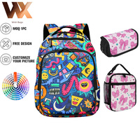 Offre Spéciale : Ensemble Sac à Dos de Haute Qualité, Sac Isotherme et Trousse à Crayons – Motif Personnalisé – Sac à Dos Scolaire pour Enfant – Lot de 3 Pièces pour la Rentrée des Classes