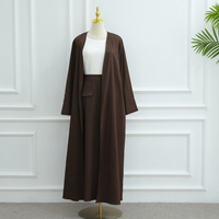 Abaya Femme 2026 Loriya Vêtements Islamiques Nylon Spandex Abaya Ouverte et Jupe Ensemble 2 Pièces Abaya Robes pour Femmes pour l'Aïd Ramadan