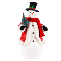 Figurine de bonhomme de neige unique avec chapeau haut-de-forme en feutre noir, petite décoration de chambre, décoration de Noël