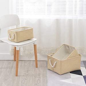Panier de rangement Homeplus 2024 en tissu de lin, gain de place, pour étagères, bacs organisateurs, boîtes en tissu pour usage domestique - Product Image 3