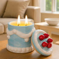 Yuanwang – Pot à bougie cylindrique en céramique fait main de luxe pour Noël, joli récipient à desserts, décoration d'intérieur, récipient unique personnalisé