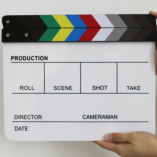 Acrylic Clapper Board Wooden Film Movie Clapboard Cut Action Scene Clapper Board Plastic Slate 25x30cm
