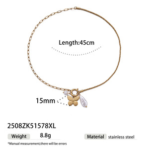 智炫防氧化防水首饰不锈钢18K镀金弹簧扣DIY锆石吊坠项链 - Product Image 6