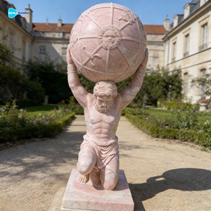 <span class=keywords><strong>Esculturas</strong></span> de Mármol de Tamaño Real de Dioses Griegos, Atlas Sosteniendo la Tierra, para Decoración de Jardín Exterior - Product Image 4