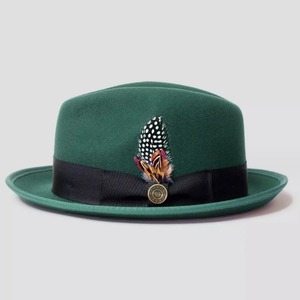 Sombreros <span class=keywords><strong>Homburg</strong></span> Modernos Personalizados al por Mayor para Hombre, Sombreros Fedora para Mujer, <span class=keywords><strong>Sombrero</strong></span> de Fieltro de Lana de Ala Ancha con Decoración de Plumas - Product Image 3