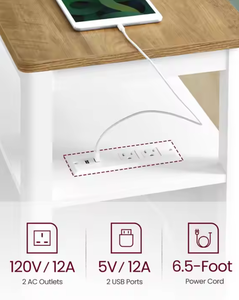 MAY HOME Furniture Living Room <strong>Storage</strong> End <strong>Table</strong> <strong>Side</strong> <strong>Table</strong> <strong>With</strong> Charging Station Bedside <strong>Table</strong> - Product Image 4