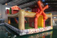 Aire de jeux gonflable géante commerciale QIQU, zone de jeux multi-activités, obstacles, toboggan, capacité de 1000 kg, ignifuge, pour événements