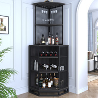 Étagère à Vin Murale Moderne en Bois Style Industriel avec MDF et Acier, Meuble d'Angle pour Bar, Cuisine, Salle à Manger et Salon