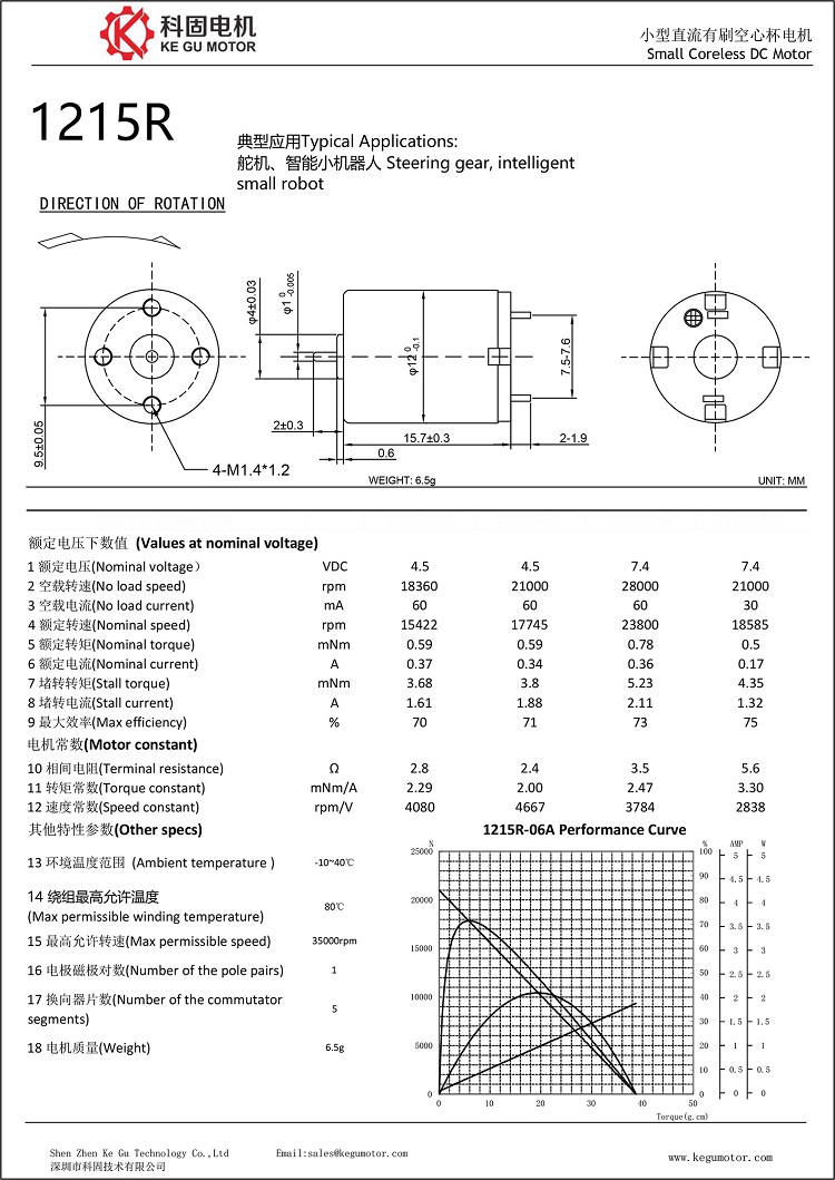 High precision 1213/1215 coreless dc motor, 14000rpm 1215 Dual Shaft DC Coreless Motor 12V for Artificial