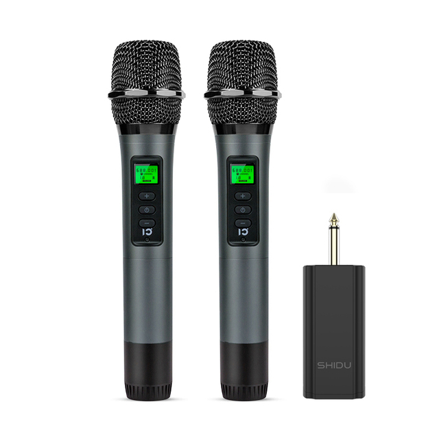 SHIDU U10 Double Wireless Metal Handheld UHF Wireless Microphone with Receiver Apply to Any MIC Input Audio Device