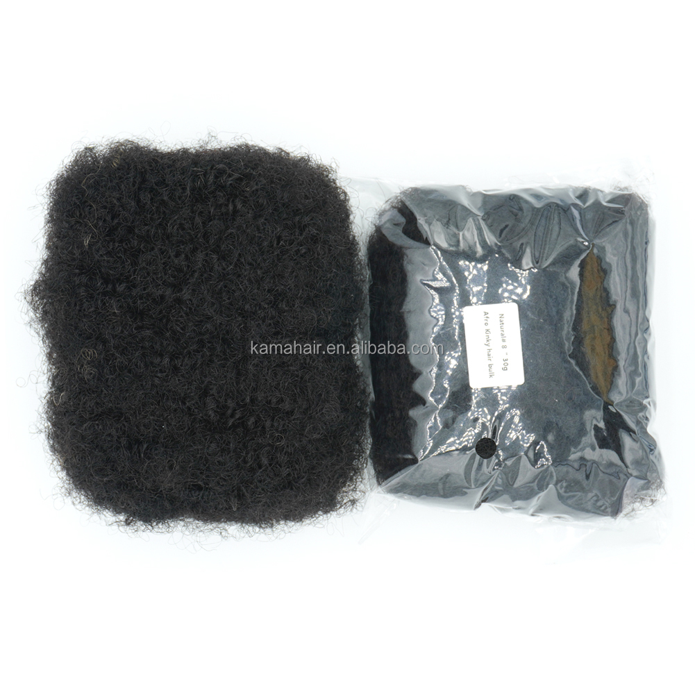 Vast Hair Official - KAMA Good Quality 8 Inches 30g Afro Kinky Bulk Human Hair Extensions With Curly Texture Can Be Bleached and Dyed