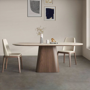 Nordic Style Slab Dining <b>Table</b> And Chair Set 4 Piece Rectangular Ash Wood Space Saving Dining Room Set - Product Image 3