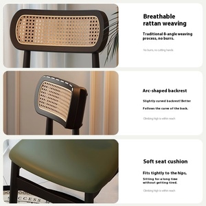 Nordic Home Leisure Chair with Solid Wood Backrest and Metal Legs Modern <strong>Dining</strong> <strong>Table</strong> <strong>Stool</strong> for Living Room Use - Product Image 4