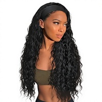 Nouvelle Perruque Bandeau Faite à la Machine pour Femme, Style Européen et Américain, Meilleure Vente - Perruques Longues Noires Bouclées, Brunes Lisses, Résistantes à la Chaleur
