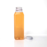 480Ml 16 Oz Franse Vierkante Lege Huisdier Plastic Drank Sap Fles Voor Sap Verpakking Met Witte Fraudebestendige Plastic Dop