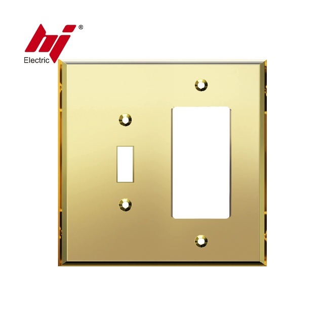 Reflective Acrylic Combination Wall Plate, Mirrored Double Switch Plate, Combo Toggle Switch and Decorator Outlet Cover