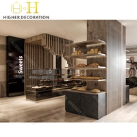 Bancone Bar Caffè Personalizzato, Design d'Interni Chic per Ristoranti, Set di Arredamento Moderno per Caffetterie, Design del Bancone per Panetterie