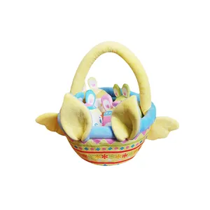 Groothandel Paasmand Plushie Speelgoed Mooie Konijn Paaseieren Pluche Poppen Custom Easter Egg Mand Pluche Knuffel