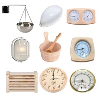 Desain Modern Jendela Transom Kayu Solid dengan Termohigrometer Elektrik, Aksesori Ruang Sauna Tetesan Air Suhu Tinggi Blue Dolphin