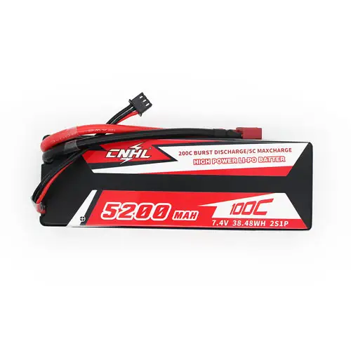CNHL High DisCharge Racing Series 5200MAH 7.4V 2S 100C Lipo Battery Hard Case with Deans Plug for RC Truggy