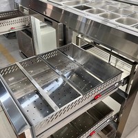 Table de préparation à pizza commerciale américaine à refroidissement par air, 2 portes, en acier inoxydable, avec armoire à tiroirs intégrée et réfrigérateur à contrôle de température numérique