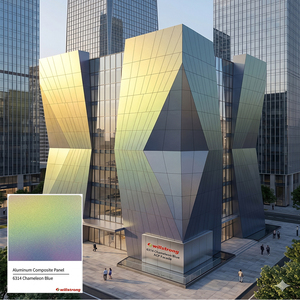 4mm <b>Curtain</b> Wall Facade For Office Building Exterior ACM Board Chameleon Blue Aluminum Composite <b>Panel</b> - Product Image 1