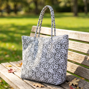 100% Cotton Hand Block Printed Floral Pattern <b>Extra</b> <b>Large</b> Woman's Handled Handbag & Shopping <b>Bag</b> All Colors HANDICRAFTOFPINKCITY - Product Image 1