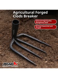 Jingsida crochet fileté Spray plastique à l'ancienne <span class=keywords><strong>dents</strong></span> en acier à trois <span class=keywords><strong>dents</strong></span> noir agriculture épaissie <span class=keywords><strong>dents</strong></span> sol desserrage râteau - Product Image 6