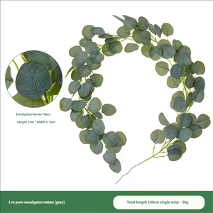 Ghirlanda di Eucalipto Artificiale in Seta, Decorazione per Matrimoni e Feste di Natale, <span class=keywords><strong>Foglie</strong></span> Verdi al Tatto Naturale - Product Image 1