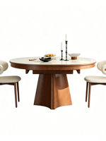 Ensemble table et chaises de salle à manger multifonctionnelles en pierre de style médiéval, idéal pour les petites maisons ; table ovale pliable et extensible