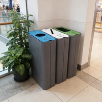 Grande poubelle publique intérieure en acier inoxydable à ouverture supérieure pour la tri sélectif des déchets, avec seau intérieur amovible et conception robuste